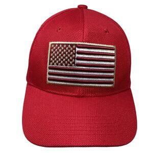 USA Flag Strapback Hat Red One Size Adjustable Vent Holes ACE Cap
